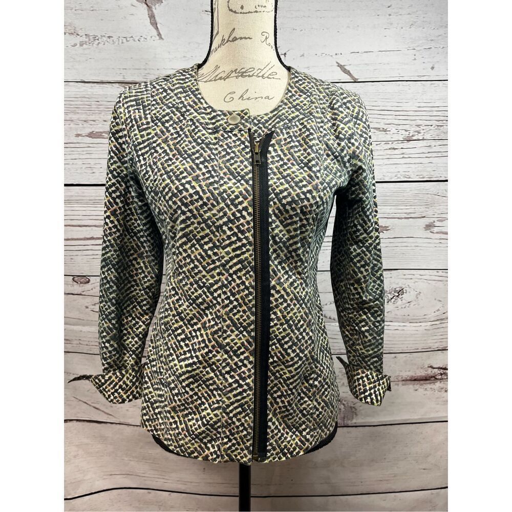 Cabi Women's Abstract Print Zip Front Jacket XS